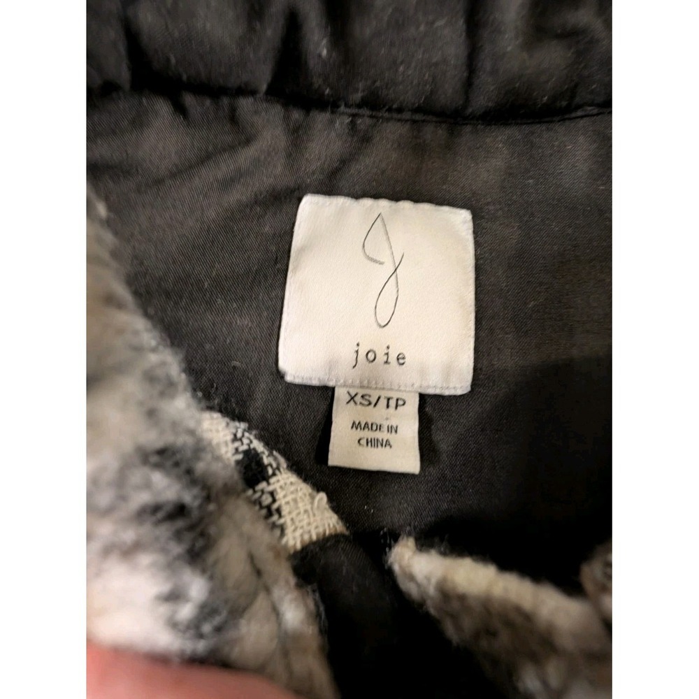 Joie Womens Extra Small/P Cropped Shacket Plaid Button Pockets Neutral Brushed - Picture 11 of 11